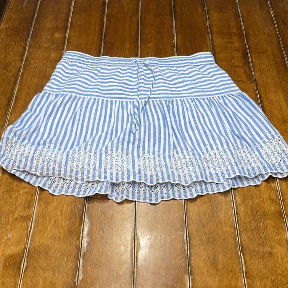Vineyard Vines Striped Skirt- Drawstrings- Eyelet Trim- Summer- Beach Size small